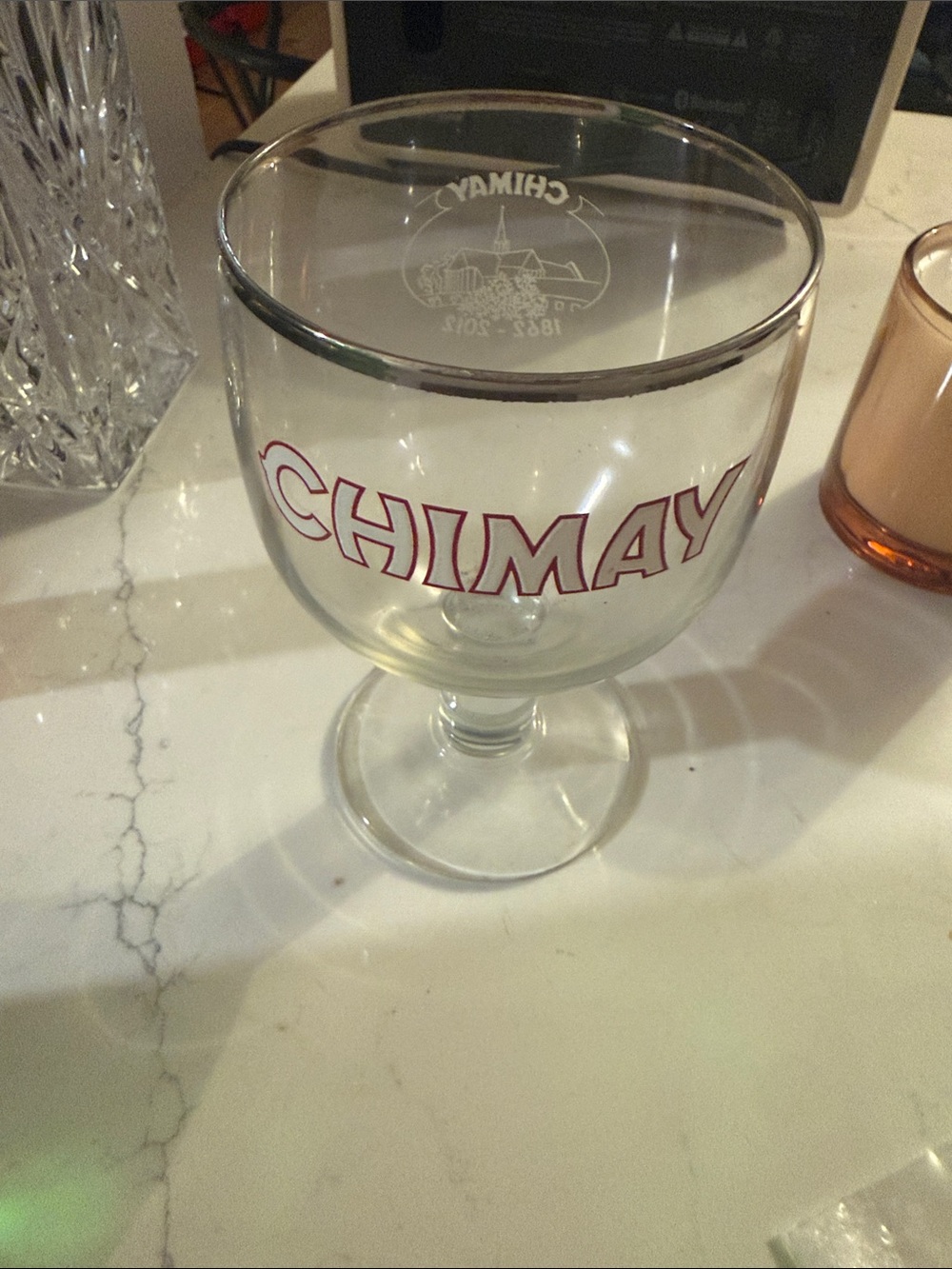 Red-Trim Goblet Glass - Branded Home Dining Stemware